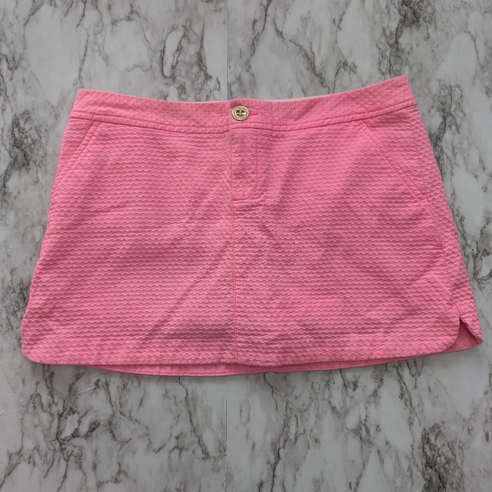 Lilly Pulitzer Bubblegum Pink Textured Mini Skirt 100% Cotton